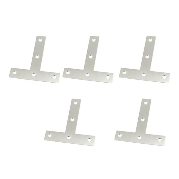 Unique Bargains 5 Pcs 80mm x 80mm T Shaped Angle Corner Plate Bracket Silver Tone