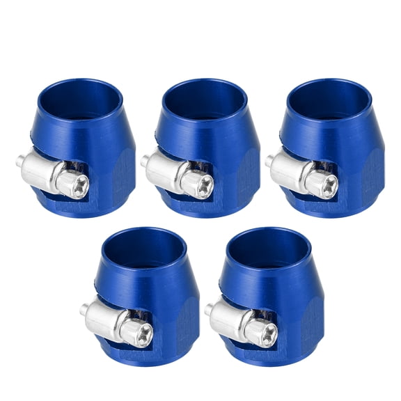 Unique Bargains 5 Pcs AN8 Hex Car Hose Finisher Flexible Rubber Pipe Clamp with Screw Band Adapter Fitting Blue