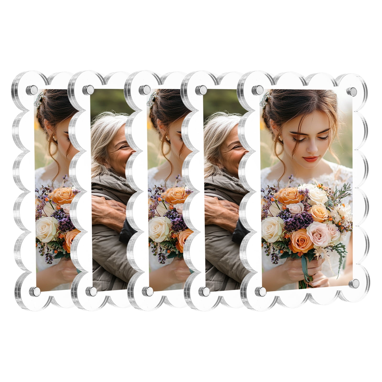 Unique Bargains 5 Pcs Acrylic Fridge Magnetic Frame Clear 3.1" x 4.7"