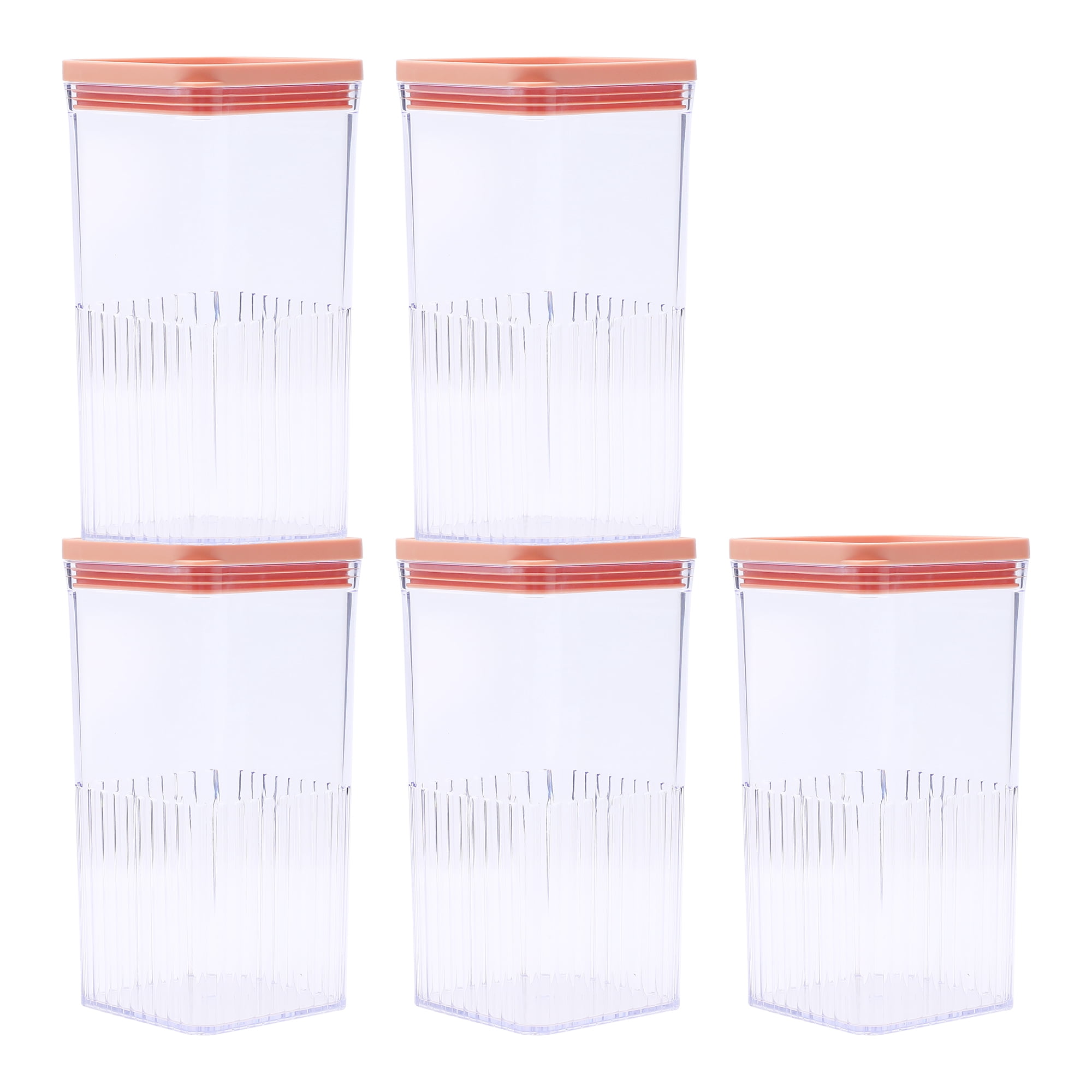 Unique Bargains 5 Pcs Airtight Food Storage Containers for Pantry Organization 30 oz Light Orange