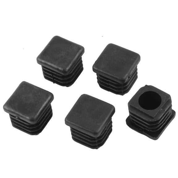 Unique Bargains 5 Pcs Antislip Plastic Square 20mm x 20mm Chair Foot Cover Table Furniture Leg Protector Balck