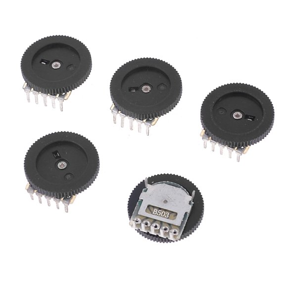 Unique Bargains 5 Pcs B503 50K Double Dial Radio Potentiometer Replacement DC12V 0.5A