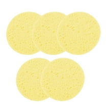 Unique Bargains 5 Pcs Compressed Facial Sponge Reusable Round Reusable Cleansing Puff Yellow