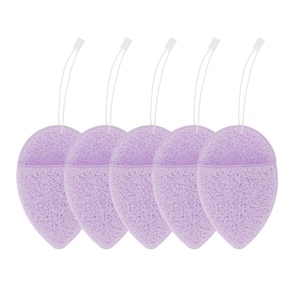 Unique Bargains 5 Pcs Compressed Facial Sponge Teardrop-shaped Reusable Cleansing Puff Light Purple