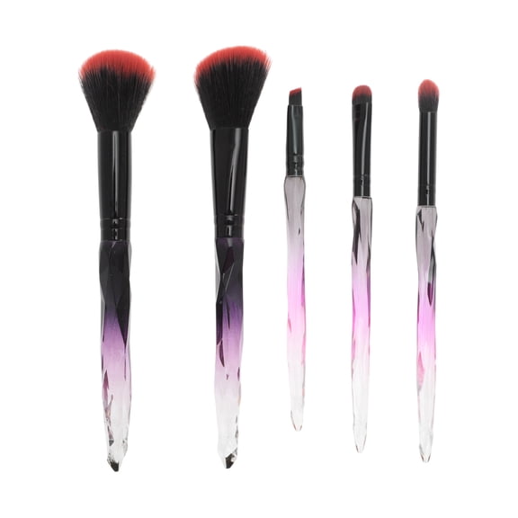 Unique Bargains 5 Pcs Crystal Makeup Brush Set for Bathroom Black Red Plastic Handle Nylon Hair