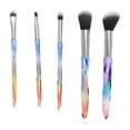 thumbnail image 1 of Unique Bargains 5 Pcs Crystal Makeup Brush Set for Bathroom Purplish Red Plastic Handle Nylon Hair, 1 of 5