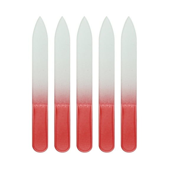 Unique Bargains 5 Pcs Double-sided Glass Nail Files Red