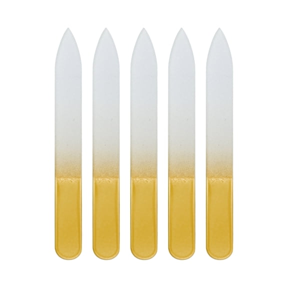Unique Bargains 5 Pcs Double-sided Glass Nail Files Yellow