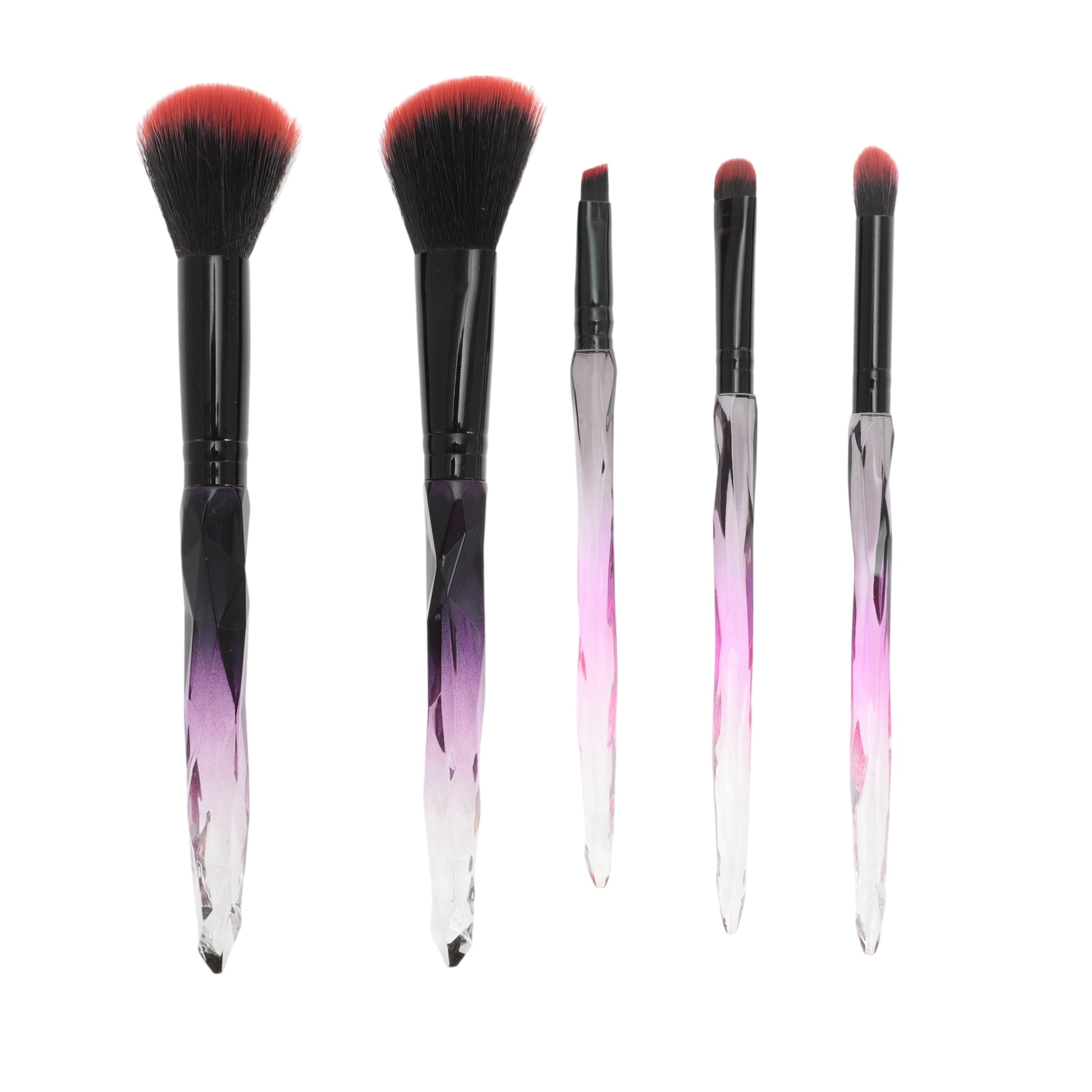 Unique Bargains 5 Pcs Durable Crystal Makeup Brush Set for Bathroom Black, Red