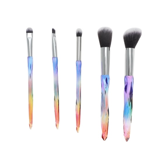 Unique Bargains 5 Pcs Durable Crystal Makeup Brush Set for Bathroom Purplish Red