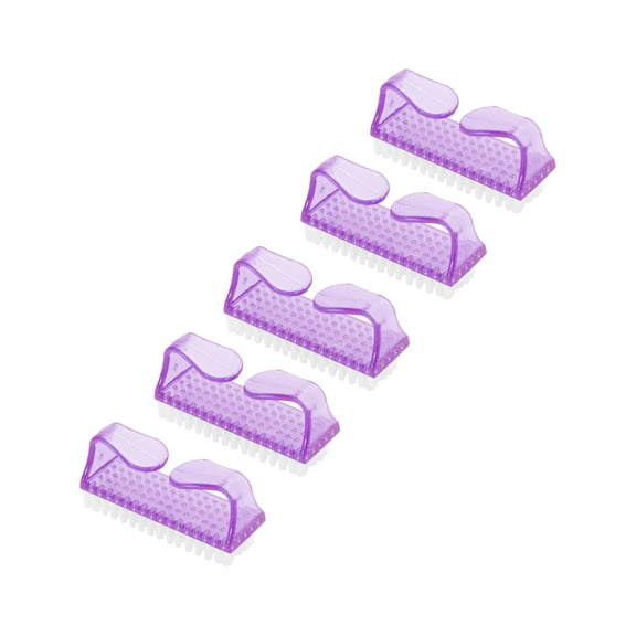 Unique Bargains 5 Pcs Durable Transparent Nail Cleaning Brush for Cleaning Fingernails Large Purple