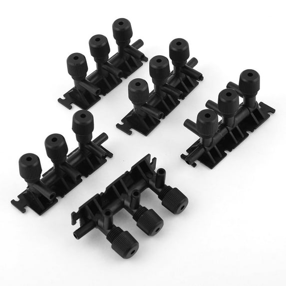 Unique Bargains 5 Pcs Fish Tank 3mm Dia Outlet Three Ways Air Flow Control Valve Tap Black