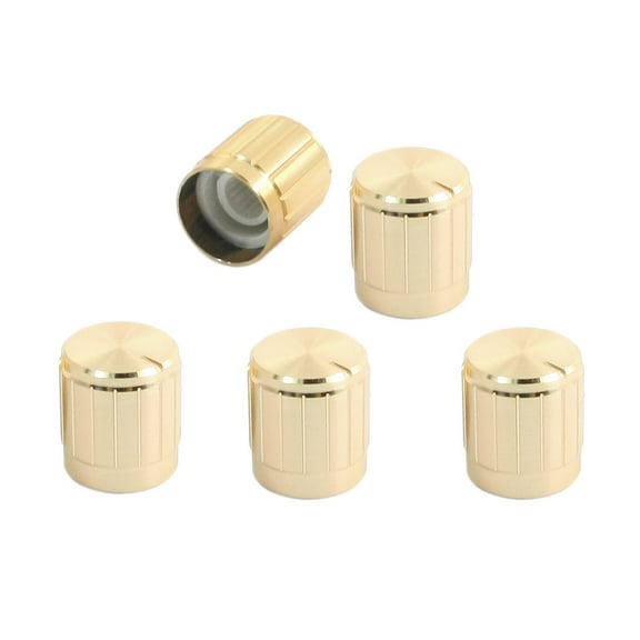 Unique Bargains 5 Pcs Gold Tone 6mm Insert Dia. 15x16.5mm Potentiometer Control Knobs