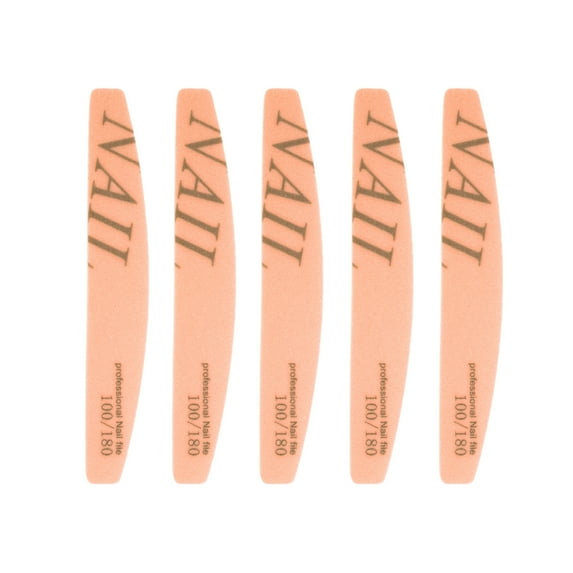 Unique Bargains 5 Pcs Half-moon Sponge Nail Files Orange