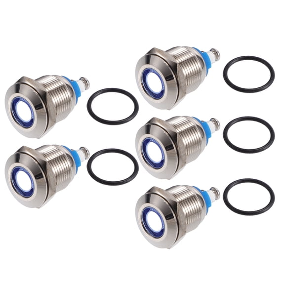Unique Bargains 5 Pcs LED Indicator Light 12mm 12V Metal Shell Waterproof Pilot Dash Signal Lamp Interior White