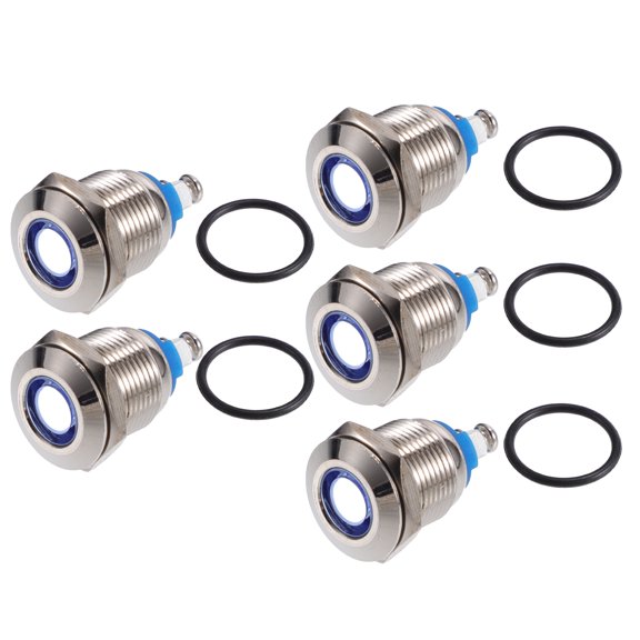 Unique Bargains 5 Pcs LED Indicator Light 12mm 12V Metal Shell Waterproof Pilot  Dash Signal Lamp Interior White