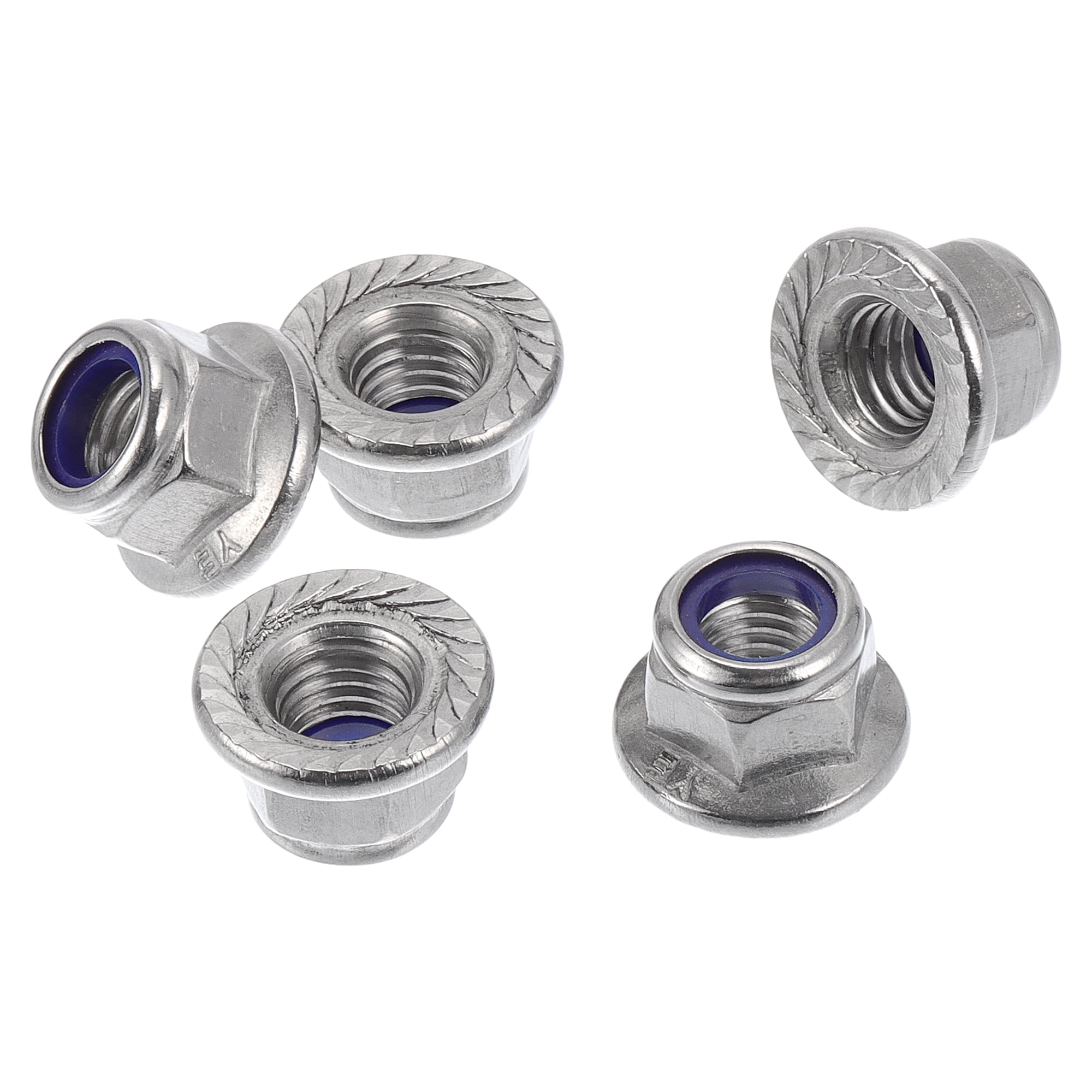 Unique Bargains 5 Pcs M10*1.5 Car Flange Nuts 304 Stainless Steel,Nylon ...