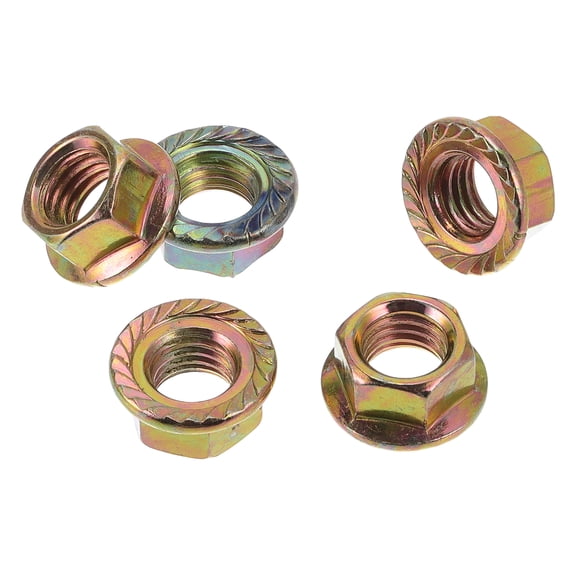 Unique Bargains 5 Pcs M10 Car Flange Nuts Carbon Steel Concave and Convex Hex Lock Flange Nuts Non-Slip Lock Flange Color Zinc for Car Motorcycle