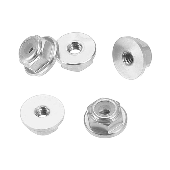 Unique Bargains 5 Pcs M2 Car Flange Nuts Aluminum Alloy,Plastic Rubber Ring Flat Hex Lock Flange Nuts Non-Slip Lock Flange Silver Tone Rubber Ring for Car Motorcycle