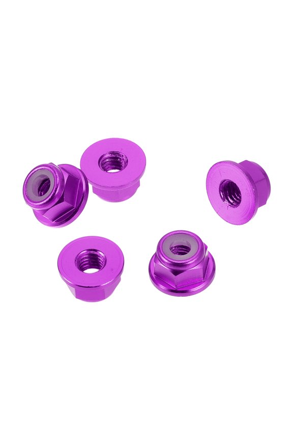 5 Pcs M4 Car Flange Nuts Aluminum Alloy,Plastic Rubber Ring Flat Hex Lock Flange Nuts Non-Slip Lock Flange Purple Rubber Ring for Car Motorcycle