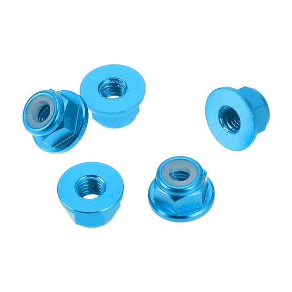 Unique Bargains 5 Pcs M4 Car Flange Nuts Aluminum Alloy,Plastic Rubber Ring Flat Hex Lock Flange Nuts Non-Slip Lock Flange Sky Blue Rubber Ring for Car Motorcycle