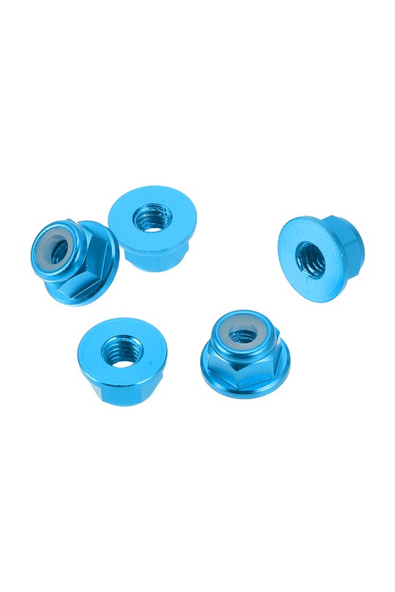 5 Pcs M4 Car Flange Nuts Aluminum Alloy,Plastic Rubber Ring Flat Hex Lock Flange Nuts Non-Slip Lock Flange Sky Blue Rubber Ring for Car Motorcycle