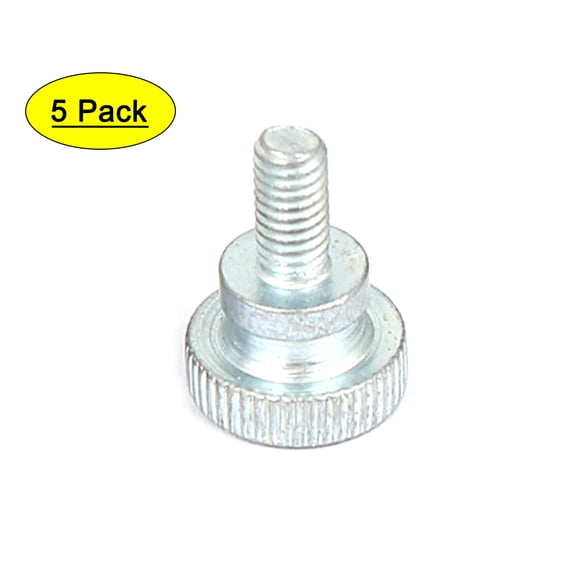 Unique Bargains 5 Pcs M4x8mm Zinc Plated Step Hand Screw Flat Knurled Head Thumb Screws Bolts
