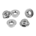 thumbnail image 1 of Unique Bargains 5 Pcs M5 Car Flange Nuts Aluminum Alloy Flat Hex Reverse Thread Lock Flange Nuts Non-Slip Lock Flange Silver Tone 4.5mm/0.18", 1 of 6