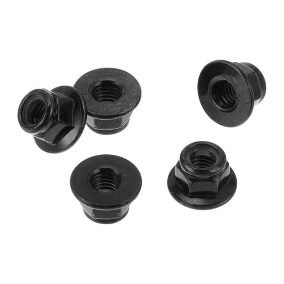 Unique Bargains 5 Pcs M5 Car Flange Nuts Black Zinc,Nylon Rubber Ring Flat Hex Lock Flange Nuts Non-Slip Lock Flange Black Rubber Ring for Car Motorcycle