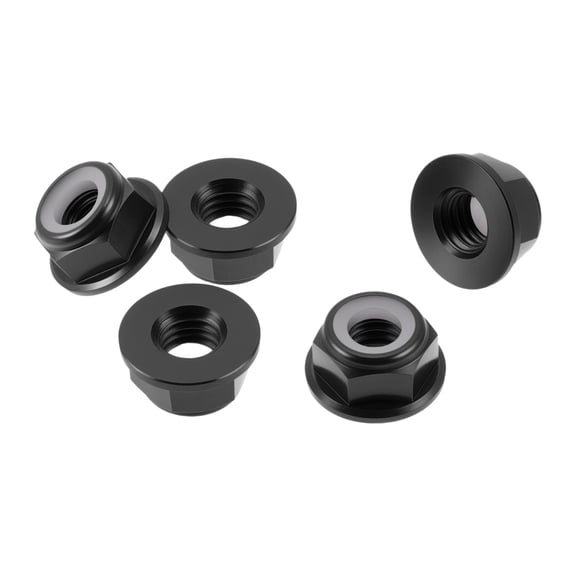 Unique Bargains 5 Pcs M6*1.0 Car Flange Nuts Aluminum alloy,Rubber Ring Flat Hex Reverse Thread Lock Flange Nuts Non-Slip Lock Flange Rubber Ring 6.6mm/0.26"