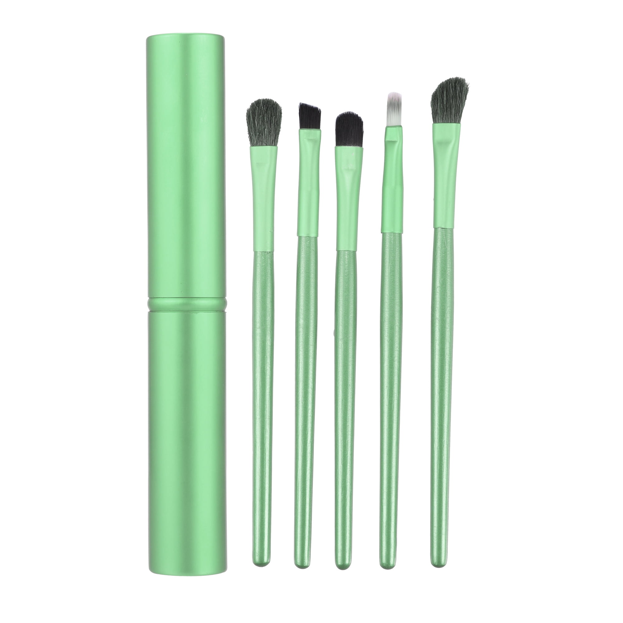 Unique Bargains 5 Pcs Makeup Brush Set for Vacation Green