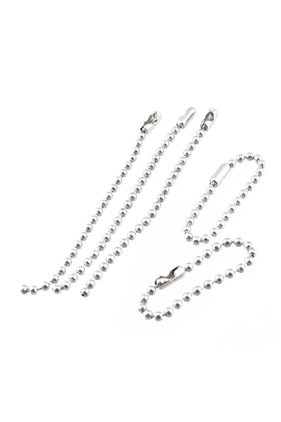 5 Pcs Nail File Label Tag Key Keychain Stainless Steel Bead Ball Chain 3"