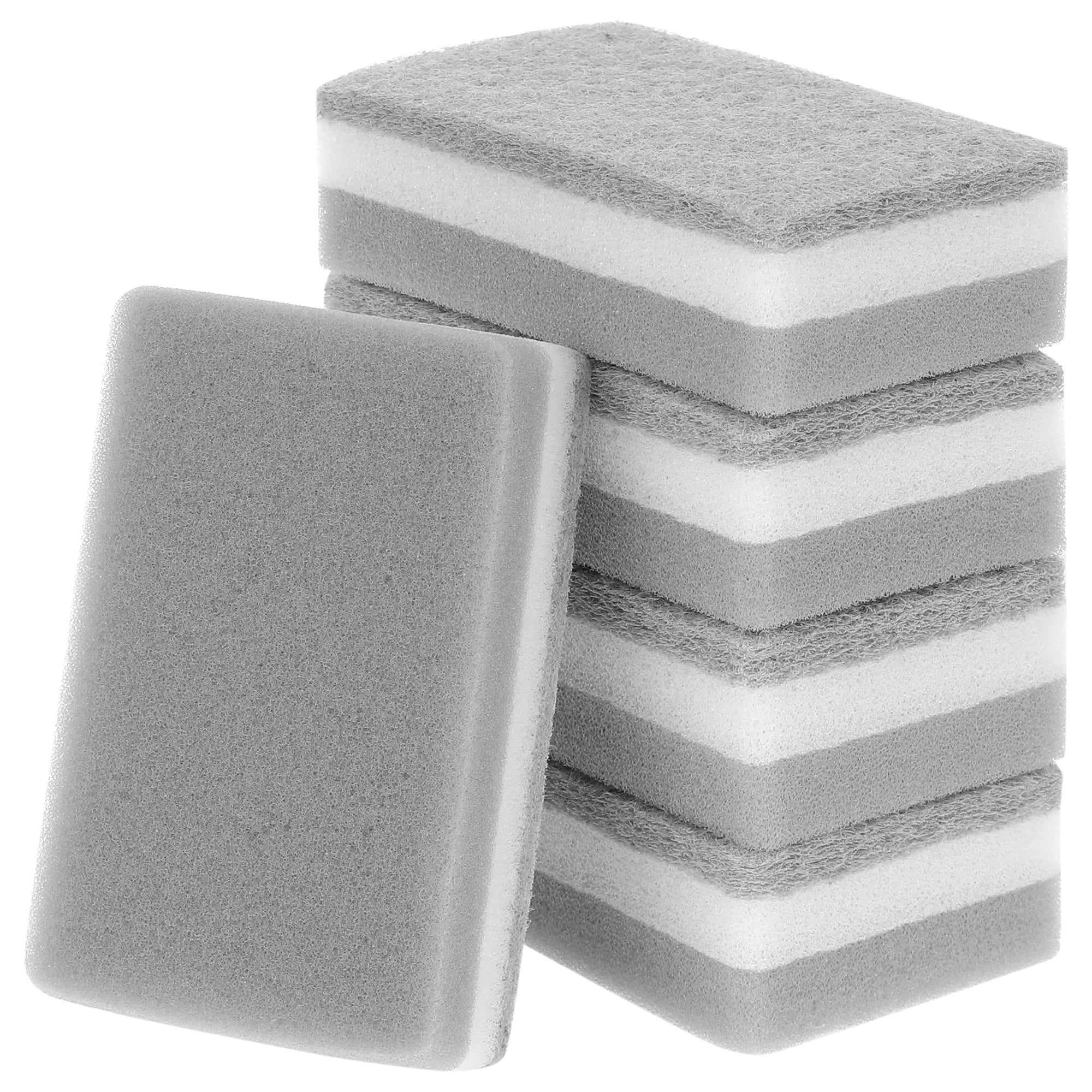 Unique Bargains 5 Pcs Non-Scratch Scrub Dish Sponges Dual Sided Cleaning Sponge Grey