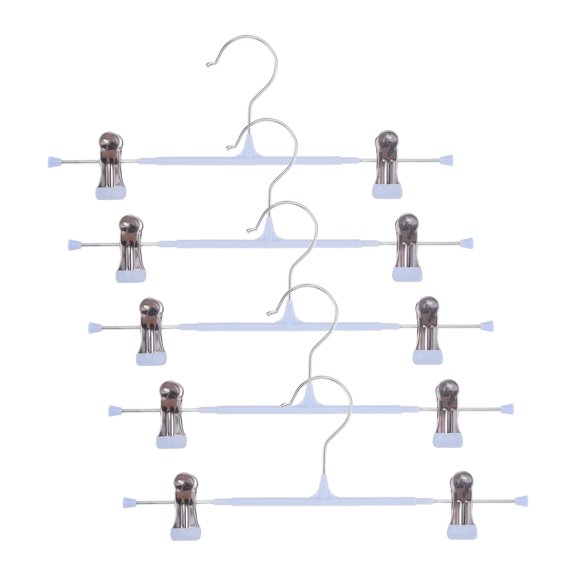 Unique Bargains 5 Pcs Pant Hangers Adjustable Clip Hangers Blue