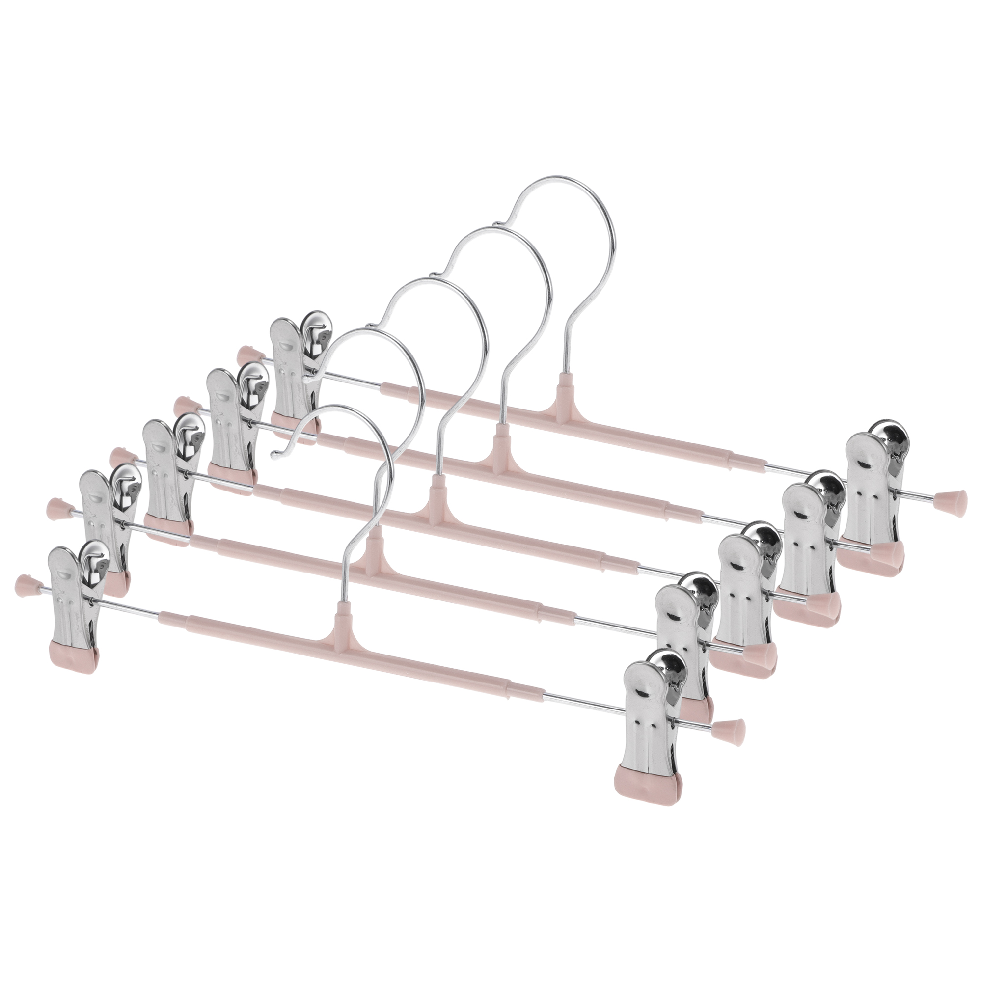 Unique Bargains 5 Pcs Pants Hanger with Clips Non-slip Garment Hanger Apricot