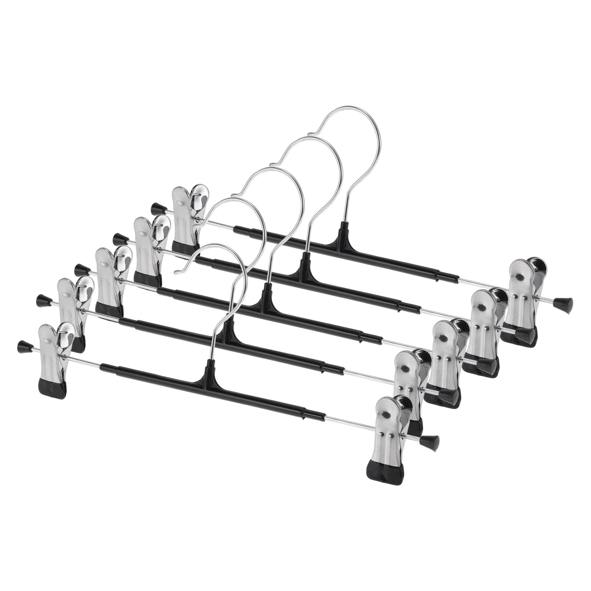 Unique Bargains 5 Pcs Pants Hanger with Clips Non-slip Garment Hanger Black