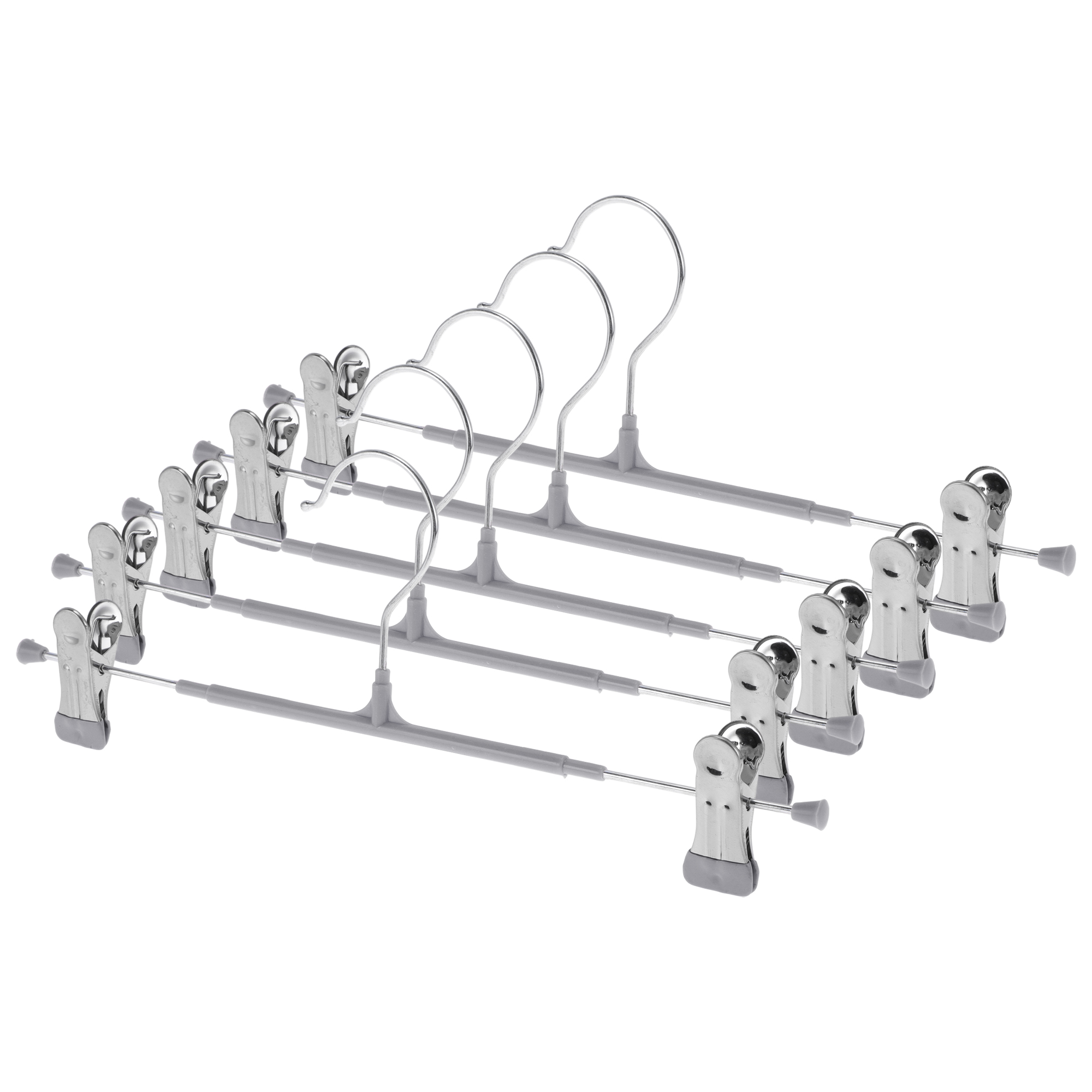 Unique Bargains 5 Pcs Pants Hanger with Clips Non-slip Garment Hanger Gray