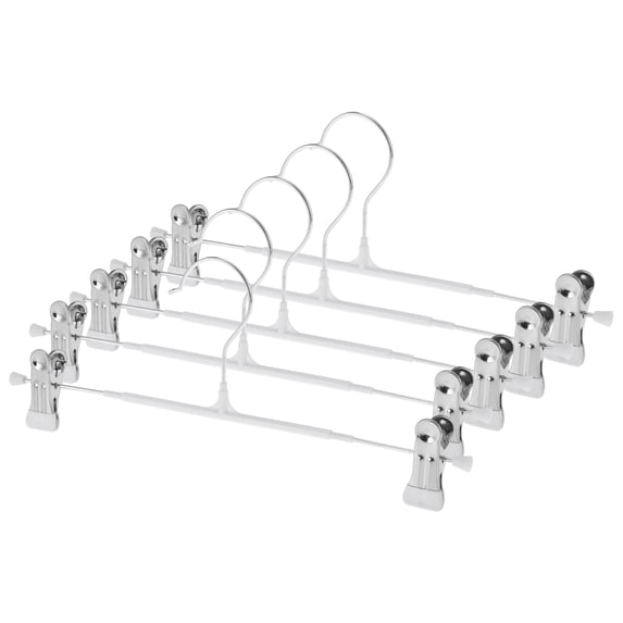 Unique Bargains 5 Pcs Pants Hanger with Clips Non-slip Garment Hanger White