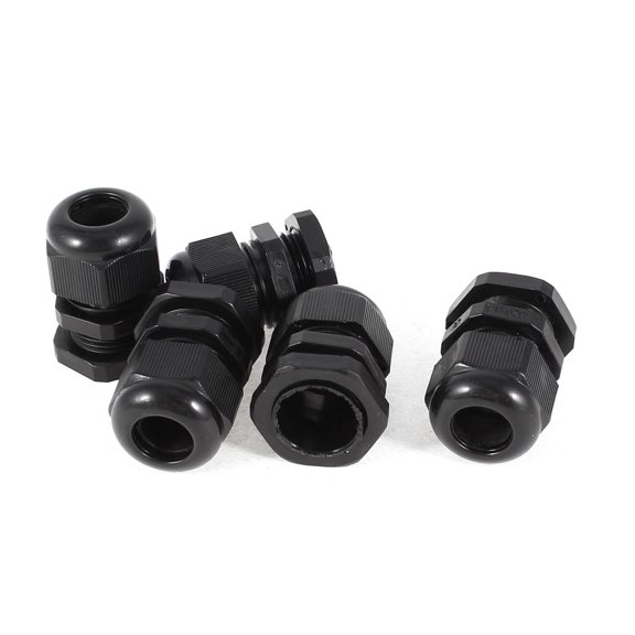 Unique Bargains 5 Pcs Plastic 6mm-12mm Waterproof Cable Gland Connector Fastener M20x1.5 Black