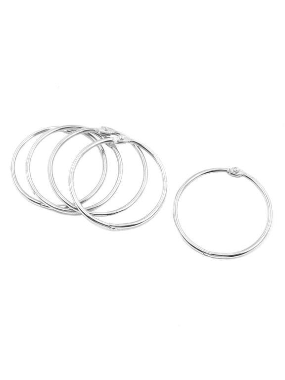 5 Pcs Pull Closure Silver Tone Round Circle keyring Keyring