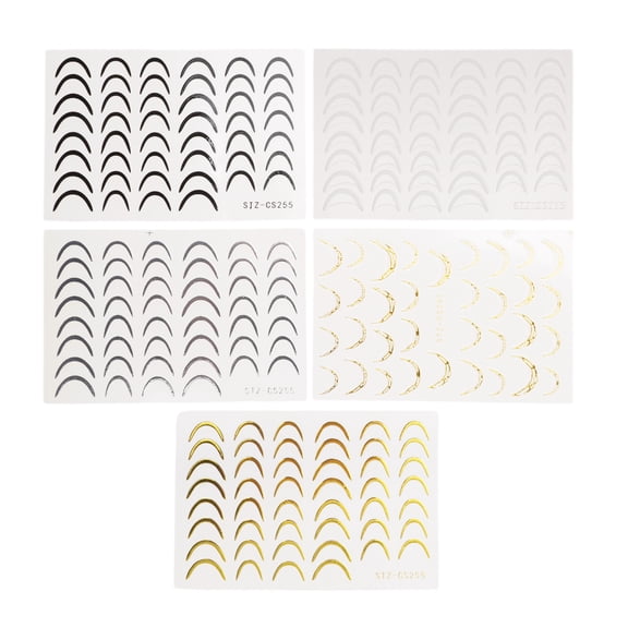 Unique Bargains 5 Pcs Self-Adhesive Nail Art Stickers Black White