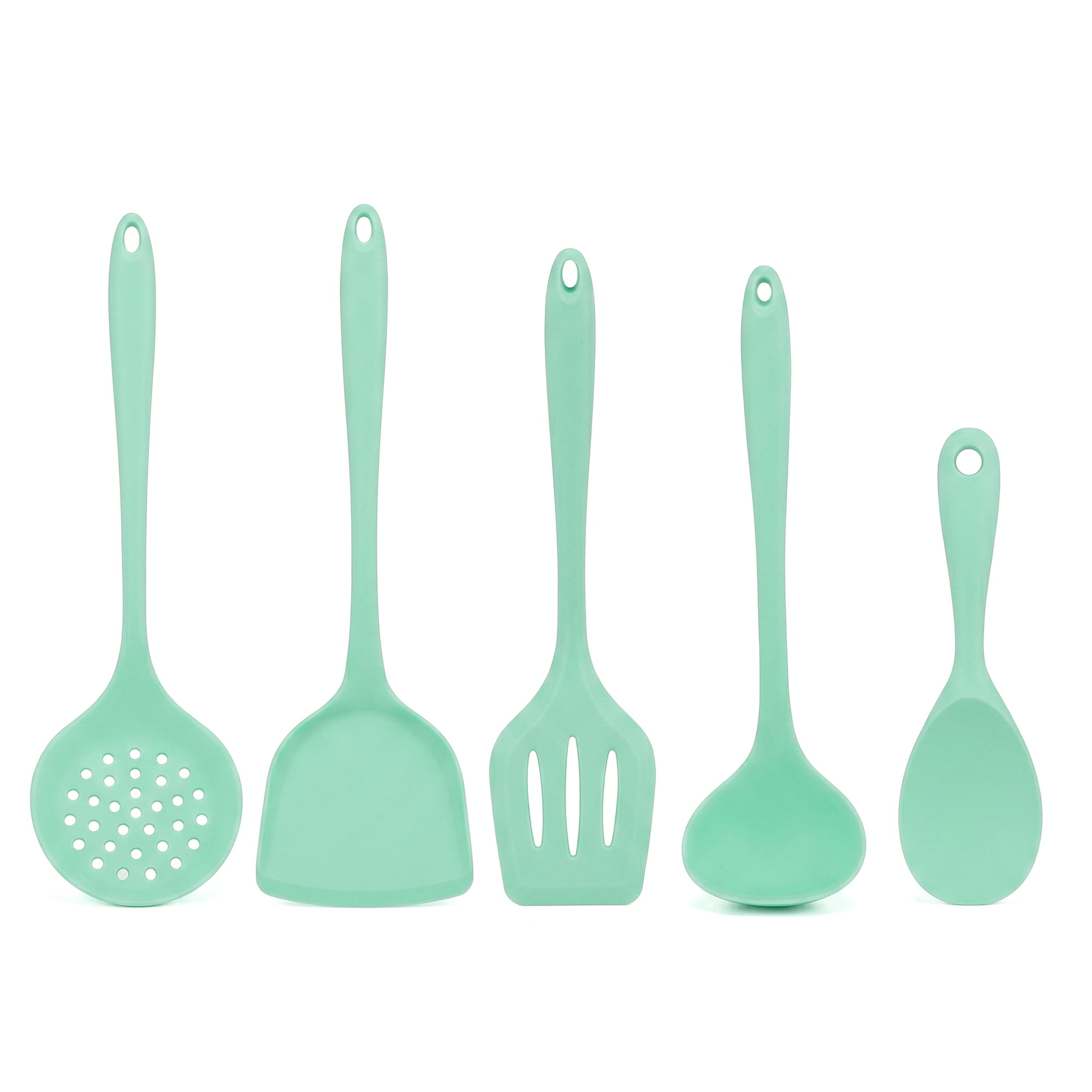 Unique Bargains 5 Pcs Silicone Essential Kitchen Cooking Utensil Set Light Green