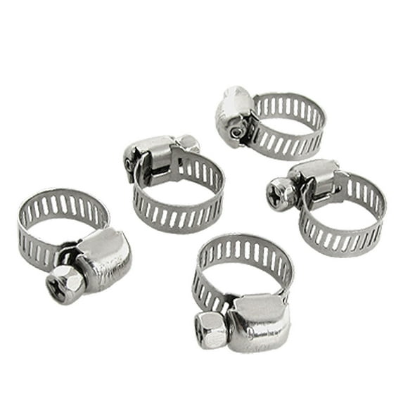 Unique Bargains 5 Pcs Stainless Steel Band 9-16mm Hose Clamp w Screw