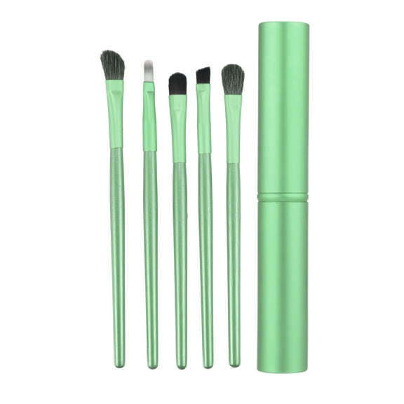 Unique Bargains 5 Pcs Travel Blending Makeup Brush Set Foundation Contour Concealer Blusher Brush 15.3x2.3cm Green