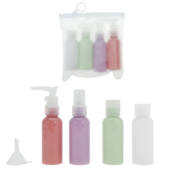 Unique Bargains 5 Pcs Travel Size Toiletries Bottles Containers Leakproof Portable Refillable Travel Bottles Set Pink Purple Green White