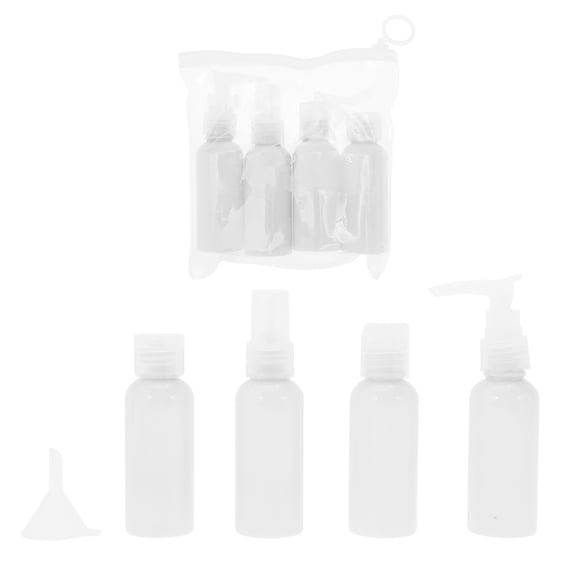 Unique Bargains 5 Pcs Travel Size Toiletries Bottles Containers Leakproof Portable Refillable Travel Bottles Set White
