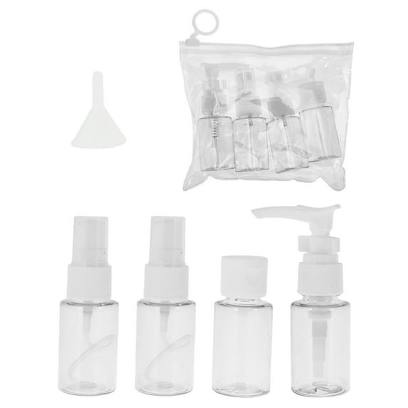 Unique Bargains 5 Pcs Travel Size Toiletries Bottles Containers Leakproof Squeezable Refillable Travel Bottles Set White