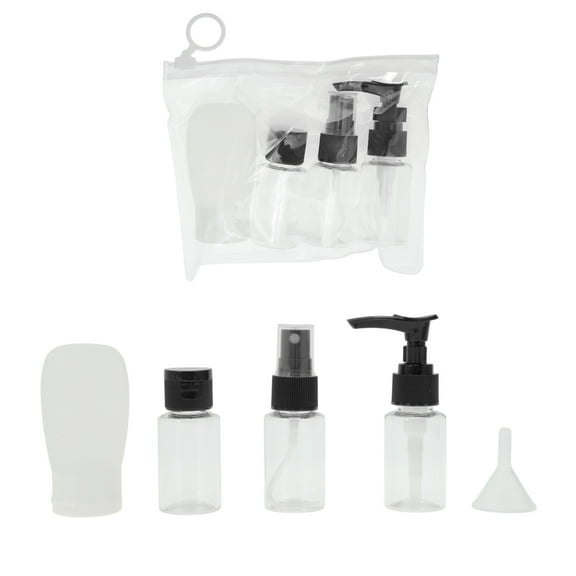 Unique Bargains 5 Pcs Travel Size Toiletries Bottles Containers Leakproof Squeezable Refillable Travel Container Set Black