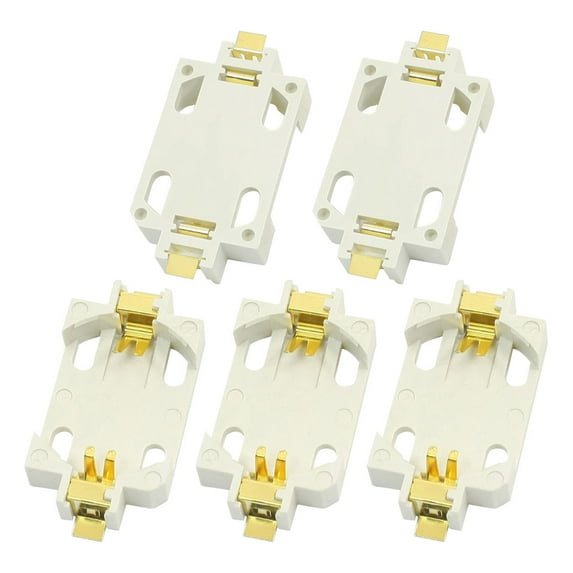 Unique Bargains 5 Pcs White Surface Mount Surface Mount Device CR2032 Cell Button Battery Holder Socket Case