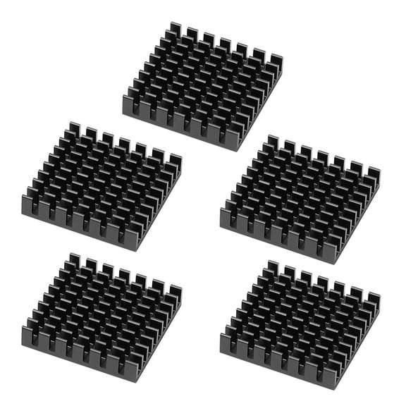 Unique Bargains 5 Pieces Black 28mmx28mmx6mm Square Shape Aluminium Heats Cooling Cooler Fin